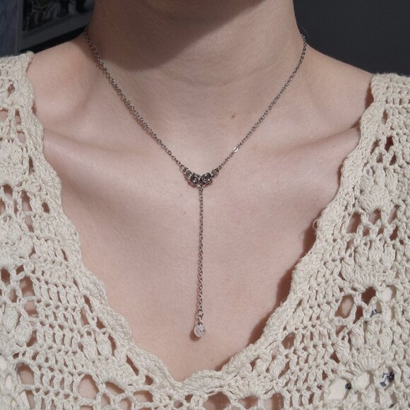 Angelic fairy pearl silver rosary necklace ✦ delicate gothic chainmailele rosary - Picture 7 of 7